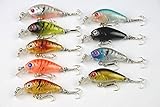 Hengjia 9pcs/lot Shallow Diving Crankbait for Bass and Trout Hard Baits Diving Depth:0.1-0.3m