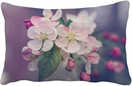 Amazon Com Diythinker Pink Beautiful White Flowers Throw Lumbar