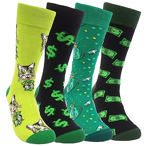 HSELL Mens Funny Patterned Dress Socks Novelty Crazy Design Cotton Socks Gift for Him