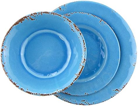 12-Piece Melamine Dinnerware Set,Service for 4 (Easter Egg Blue)