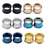 Longbeauty 6 Pair Stainless Steel Screwe Flesh Tunnel Expander Eer Plug Gauge Earlets 6 Colors 22MM
