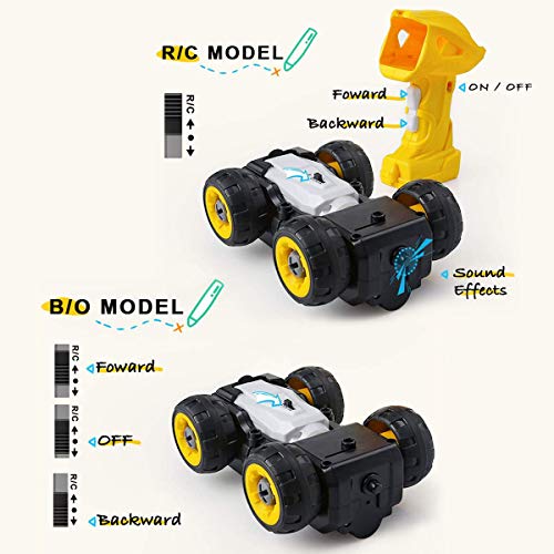 QUN FENG Take Apart Toys Remote Control Car 2 in 1 Construction Truck School Bus Taxi with Electric Drill 2.4G Stem Building Learning Toys for Boys 3,4,5,6,7 Year Olds
