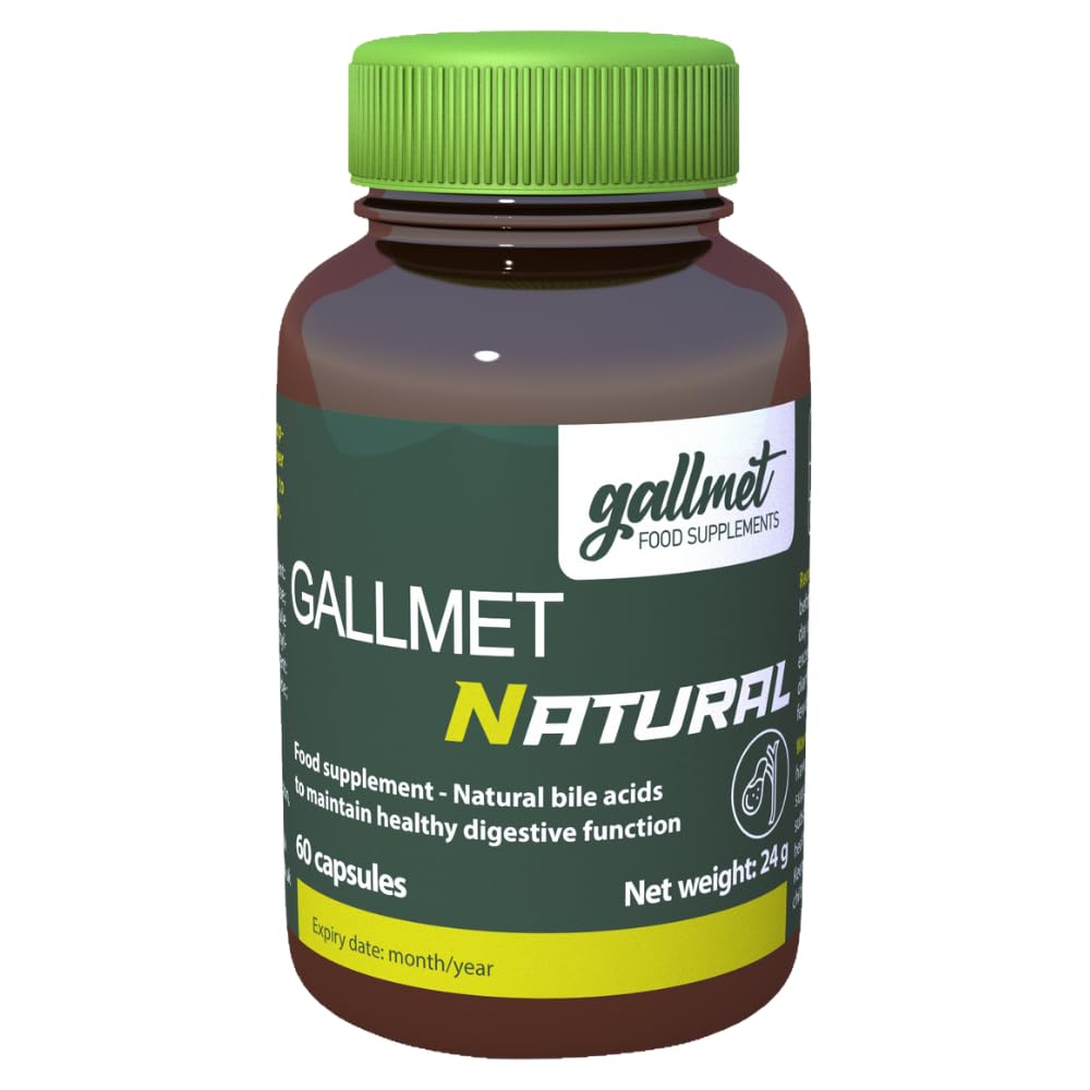 GALLMET Natural 60 Ox Bile 125mg Bile Salt Naturally Support After Gallstones Gallbladder Digestive Problems Fat Digestion - Ox Bile Capsules (60 Capsules)
