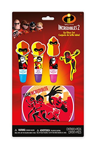 Townley Girl The Incredibles Sparkly Lip Set For Girls, 3 pack with Decorative Tin