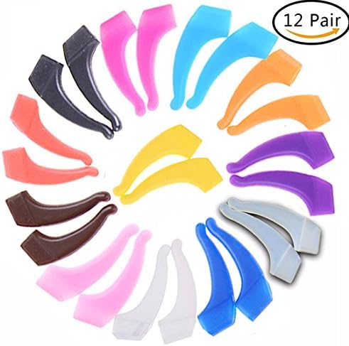 TTEEKO Glasses Hooks Ears,Eyeglass Hook,Ear Grip,Sport Eyeglass Strap Holder for Kids &amp; Adults,Silicone Anti-slip Holder for Glasses piece,Eyeglass Temple Tip,Eyewear Retainer,12 Pairs,Colorful