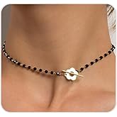 ROSASUENO Imitation Pearl Small Flower Choker Necklace for Women Dainty Black Bead OT Clap Statement Necklace Simple Daily Party Prom Jewelry