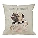 HGOD DESIGNS Pug Pillow Covers,Decorative Throw Pillow Pug Dog with Director Slate I Direct My Own Life Pillow Cases Cotton Linen Outdoor Indoor Square Cushion Covers for Home Sofa Couch 18x18 inch