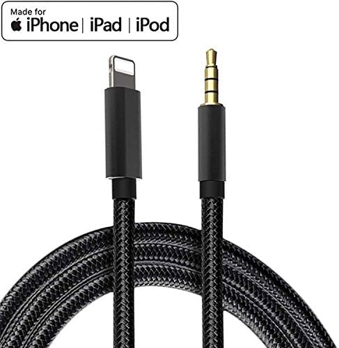 Car Aux Cord for Phone XR, 3.3ft Long Nylon Braided Lighting to 3.5mm Aux Cord Audio Jack Adapter, MP3 Car Cable Audio Line AUX for Phone XS/XR/X/8 Plus, Car Stereo, Home Stereo