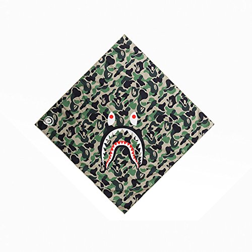 Xshelley Camouflage Green Shark Versatile Face Mask Shields - Casual Balaclava Headwear- Stretchable Bandana Headbands- Wind/Sun/UV Protection- for Cycling,Motorcycling, Fishing, Hunting, Hiking,