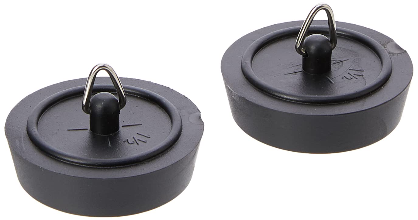 Merriway BH02223 (2 Pcs) Basin Plug, Black 38mm (1.1/2 inch) - Pack of 2 Pieces