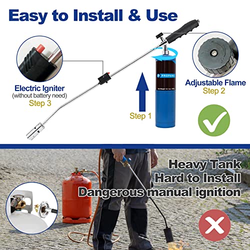 Propane Torch Weed Burner with Push Button Igniter,Blow Torch 50,000BTU