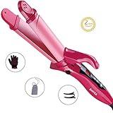 Baiyea Hair Straightener Professional Flat Iron Curling Wand 2 In 1 Anti-Static Ceramic Technology Straightens Curls Dual Voltage Adjustable Temp LCD Display for All Hair Type