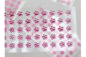 ALLSTARCO 6mm Pink LQ03 Flower Self Adhesive Acrylic Rhinestones Plastic Face Gems Stick On Body Jewels for DIY Cards and Invitations Crafts Bling Sticker - 5 Sheets - 250PCS