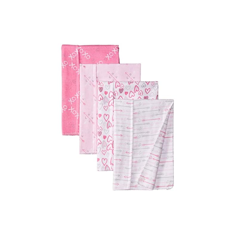 Luvable Friends Unisex Baby Cotton Flannel Burp Cloths, Love, One Size