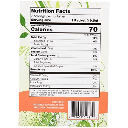 BariWise High Protein Powder Fruit Drink (15g Protein) / Low-Carb Diet Drinks - Peach & Mango (7 Servings/Box) - Fat Free, Low Carb, Low Calorie, Sugar Free