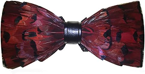 Soultopxin Man Red Feather Handmade Bow Tie