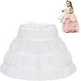 Quilax Petticoat Skirt for Girls Under Dress - 3 Hoops White Crinoline Full Slip Hoop Skirt for Any Occasions