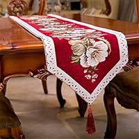 QIXIAOTING Table Runner, Tassel Modern Cotton Linen Dining Coffee Table Runner for Living Room Table(34205Cm/13.380.7Inch),Red