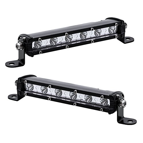 2pc OLS 7″ Ultra-Slim Single Row Off Road CREE LED Light Bar [1530lm] [18W] [IP68 Waterproof] [12V – 24V] Fog / Driving / Work Lights for Trucks ATV Cars – 30 Degrees Spot Light
