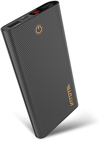 Portable Charger 13000mAh KRTOTAI External Battery Power Bank with Dual USB Ports，Touch on/off，LED Digital Display，For iPhone，iPad，iPod，Samsung Galaxy，Apple &amp; Android Compatible (Black)