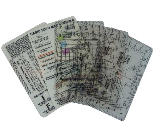 Izula Gear UTM Map Scale/Protractor Navigation Card Set, Including ESEE Knives Survival Cards