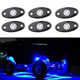 Rock Lights with 6 pod Lights for Jeep Off Road Truck Car ATV SUV Motorcycle Under Body Glow Light Lamp (Blue)