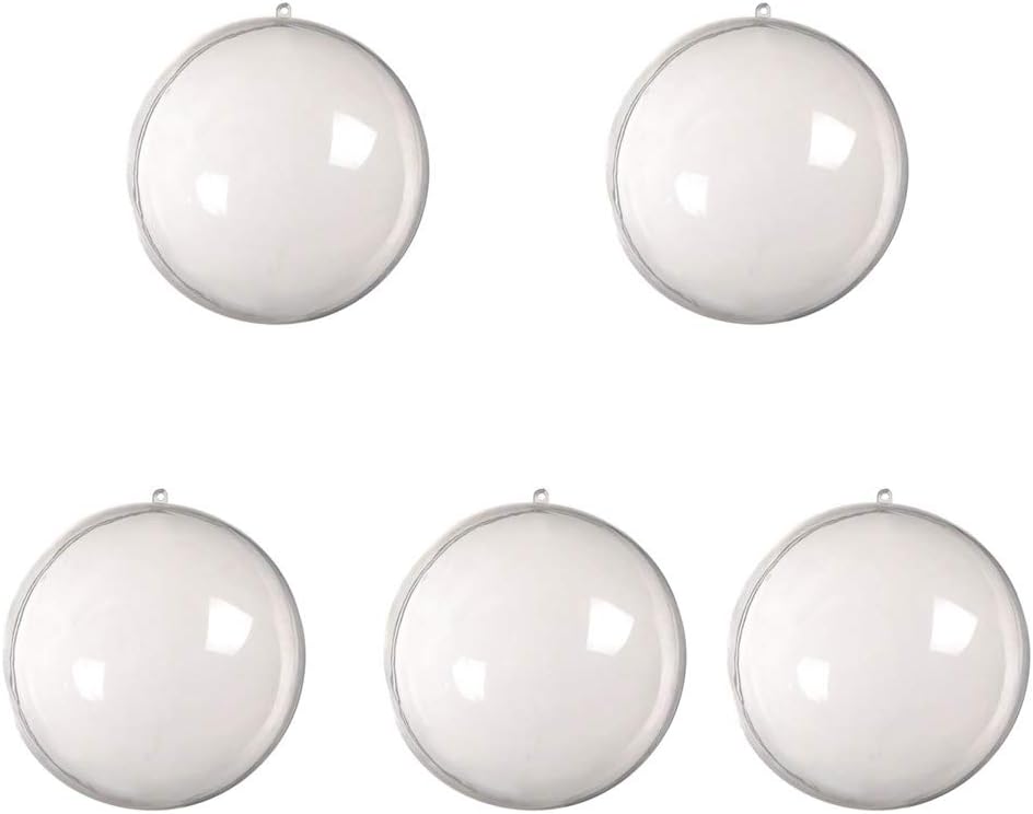 Loneflash Christmas Decor 5PCS Clear Transparent Bubble Plastic Baubles Christmas Baubles Sphere Fillable Xmas Tree Hanging Ornament
