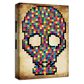 Canvas Wall Art Skull in Fashion Dress Painting Artwork for Home Prints Framed - 12x18 inches