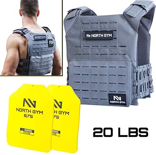 Northgym Adjustable Weighted Vest/Incl. 2 Innovative Moulded Weights for Best fit / 14lbs / 20lbs