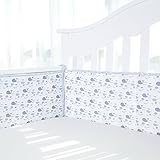 TILLYOU Cotton Collection Baby Safe Crib Bumper Pads for Standard Cribs Machine Washable Padded Crib Liner Thick Padding for Nursery Bed Safe Crib Guards Protector de Cuna, 4 Piece, Gray Whale