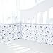 TILLYOU Breathable Crib Bumper Pads - Padded Crib Liner for Standard Cribs 28x52, Premium Woven Cotton Organic and Microfiber Fill-in Bumper Set, 4 Piece Whale Fish Gray