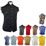 Classic Biker Cutoff Sleeveless Denim Shirts S Black