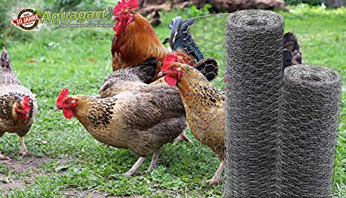 Aquagart Maschendrahtzaun Sechseckgeflecht verzinkt I Hühnerzaun Kaninchendraht Hasengitter feinmaschig 13 x 13 mm I 6-Eck Drahtgeflecht 0,7 mm Hasendraht (50cm hoch, 160m) – Bild 6