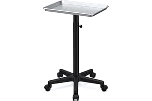 K-SALON Premium Aluminum Instrument Salon Tray Tattoo Rolling Tray Station-Silver