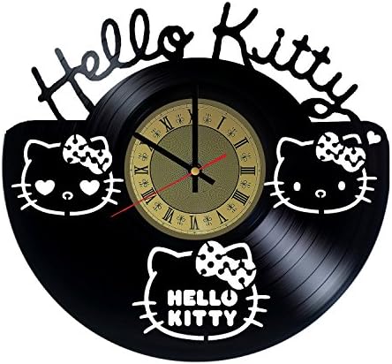 Hello Kitty cute cat Sanrio Yuko Shimizu design vinyl wall clock - gift idea for men women friends girlfriend and boyfriend - home&amp;office living room wall decor - customize your clock