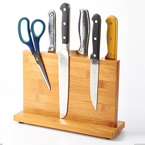 YJMO Bamboo Magnetic Knife Block Stand Holder Strong magnetic to ensure security