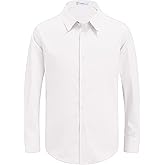 Arshiner Boys Long Sleeve Dress Shirt Button Down Shirts Formal School Uniform Shirt Size 5-12 Years