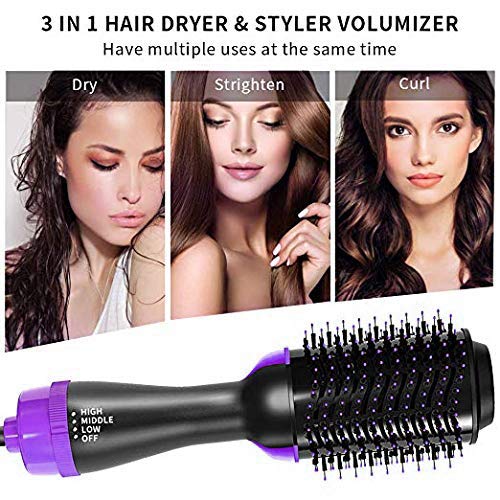 Modellatori ad aria calda One-Step - Asciugacapelli Multifunzione 2 in 1 Spazzola Rotante Con Anione A Infrarossi E Pettine Ad Aria Calda, In Ceramica, Per Capelli Lisci E Ricci (Viola)