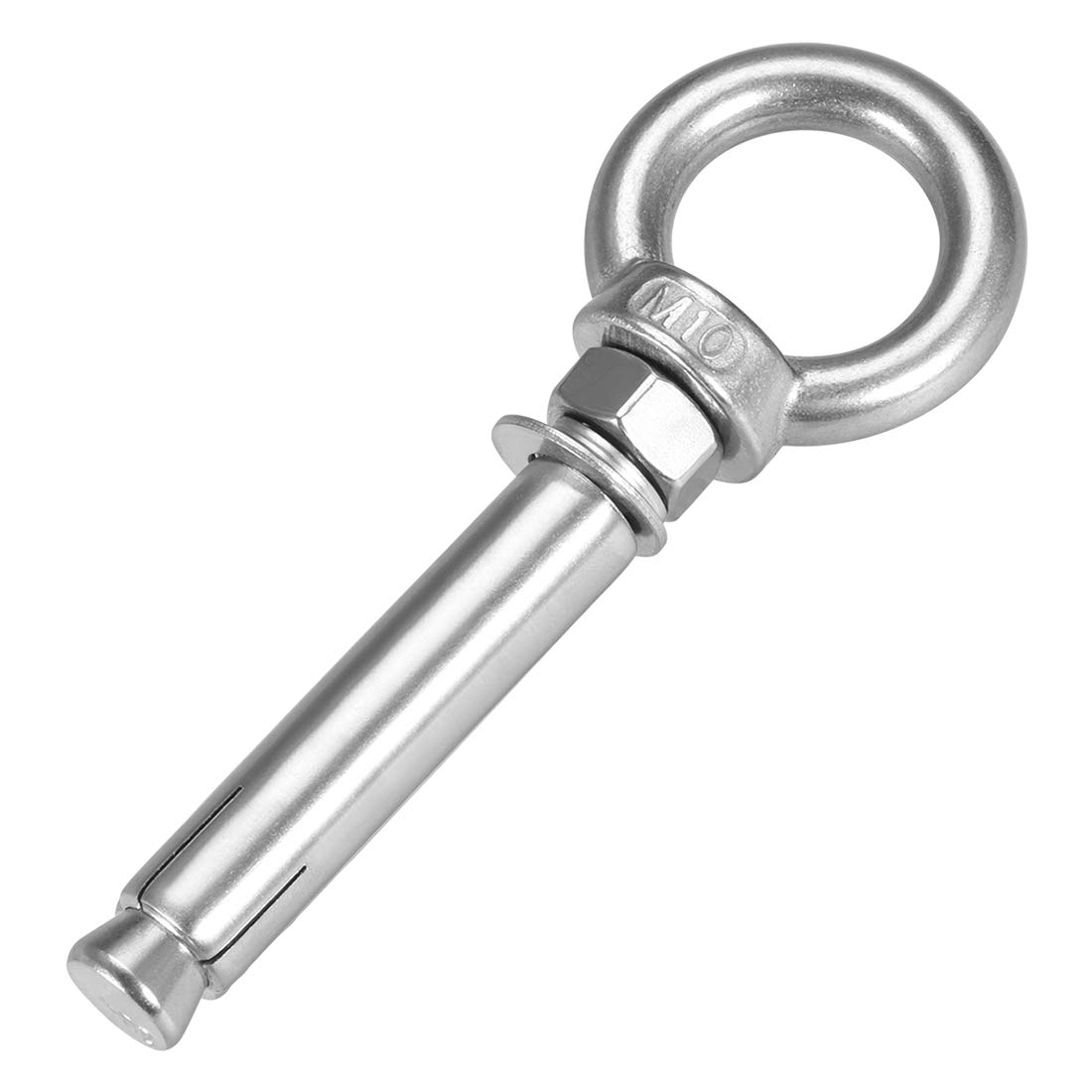 sourcing map M10 x 90 Expansion Eyebolt Eye Nut Screw with Ring 304 Stainless Steel Anchor Raw Bolts 1 Pcs