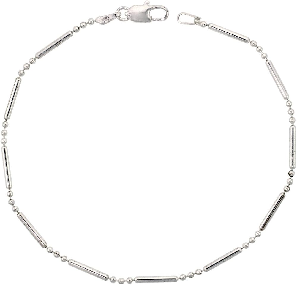 Sterling Silver 3+1 Dot Dash Pallini Bead Ball Chain Necklaces & Bracelets 1.5mm Nickel Free Italy 7-30 inch
