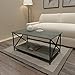 eHomeProducts Weathered Grey Oak Finish Metal X-Design Wooden Cocktail Coffee Table Shelf