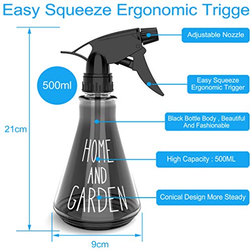 Sprühflasche 500ML PET Zerstäuber Blumensprüher mit Verstellbare 3 Modi Sprühkopf BPA frei Sprayer Leere Sprühflasche für Reinigungsmittel, Flüssigkeit