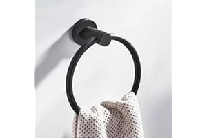 Towel Ring, Towel Holder for Bathroom Wall Stainless Steel Towel Hanger for Bathroom, Kitchen - Black