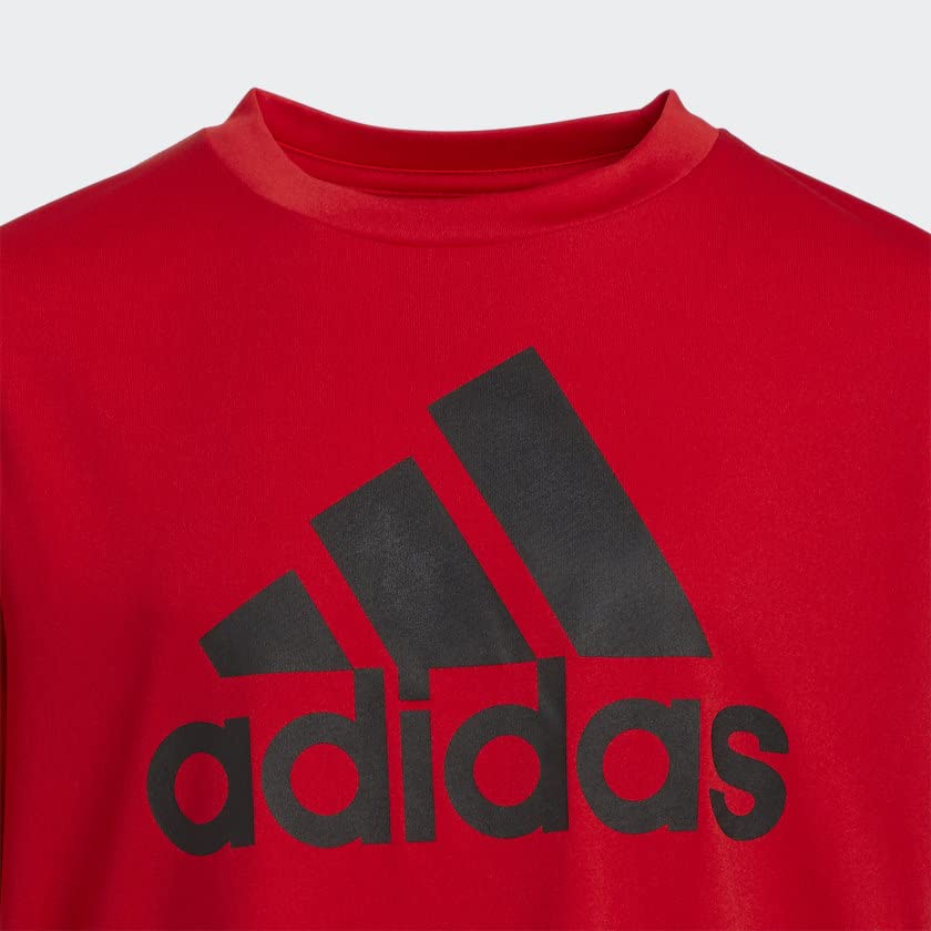 adidas Boys' Plus Size Short Sleeve Aeroready Performance Logo Tee T-Shirt