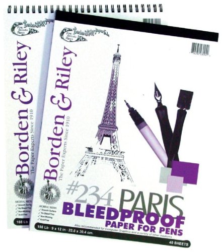 Borden & Riley 19" x 24" #234 Paris Paper for Pens Pad, 108 lb, 40 White Sheets, 1 Pad Each (234P192440)