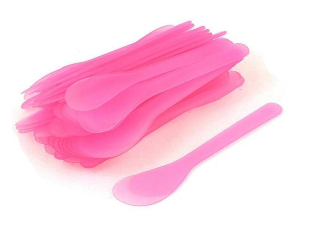 24PCS 13cm 5.2" Plastic Spatulas Spoon Makeup Cosmetic Mask Tip Spatula Skin Care Facial Cream Scoop For DIY Mixing Sampling Beauty Tool (Pink)