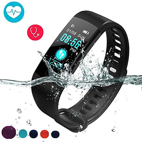 Fitness Tracker with Blood Pressure Monitor, Colorful Screen Activity Tracker Watch IP67 Waterproof Smart Fitness Band with Step Counter, Calorie Counter, Pedometer Watch for Kids Women Men (Black) - Thumbnail 2
