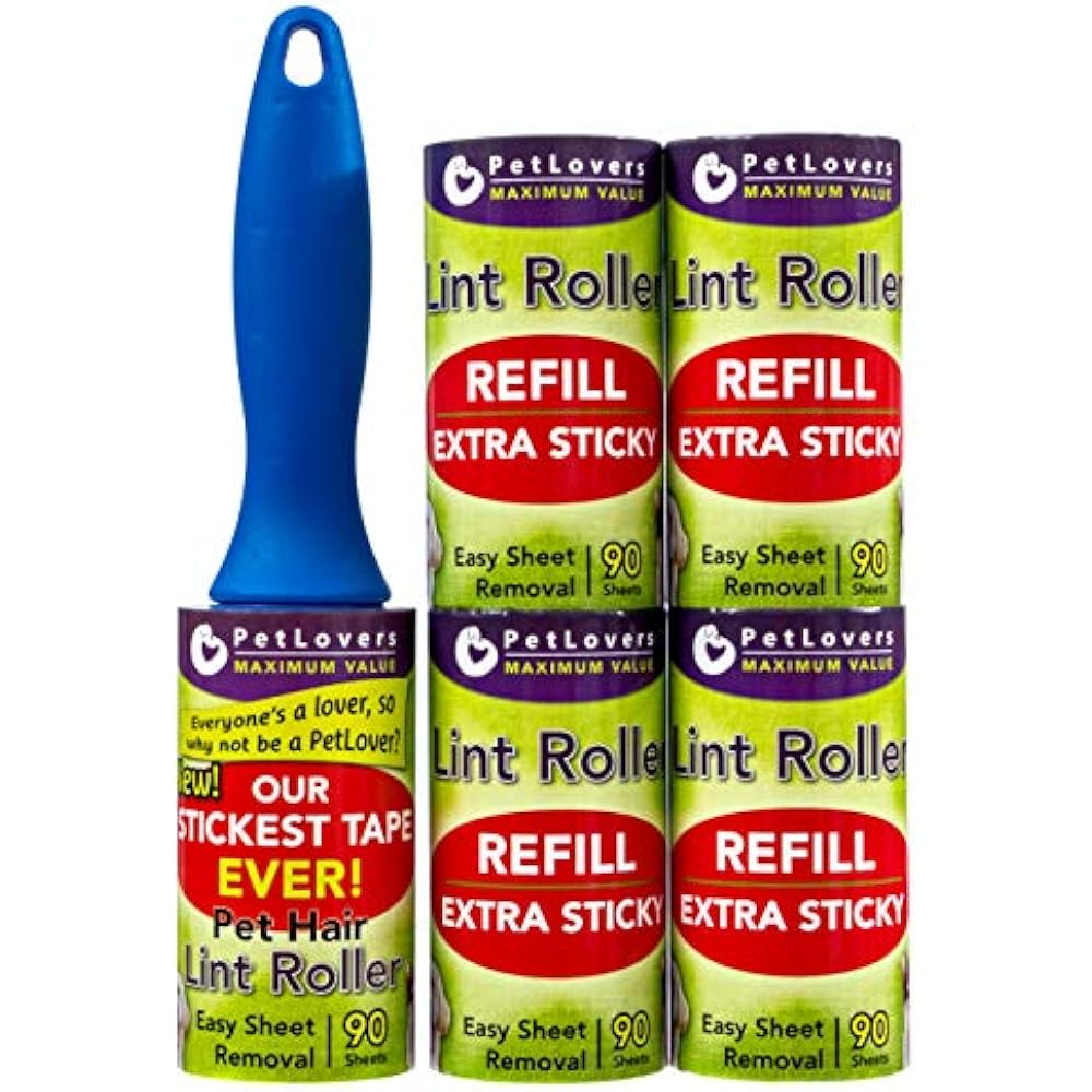 Extra Sticky Lint Roller Mega Value Set 450 Sheets For Pet Hair Removal