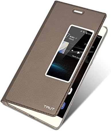 Yeuk Huawei Ascend P9 Case,Smart Flip Leather Cover with Auto Sleep Wake-up and Quick Access to Phone Call Function - Brown