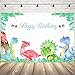 Mocsicka Dinosaur Birthday Backdrop 7x5ft Dinosaur Theme Party Happy Birthday Photo Backdrops Green Leaves Woodland Cake Table Banner Photography Studio Background